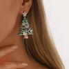 Dripping Oil Xmas Earrings Studs Rhinestone New Year Dangle Earrings Christmas Tree Earrings  Gift