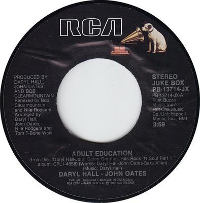7inch Record DARYL HALL & JOHN OATES - Adult Education PB13714 RCA 1984 US Rock Used