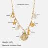 European and American fashion ocean style multi-element necklace shell starfish pendant light luxury niche stainless steel necklace women's necklace