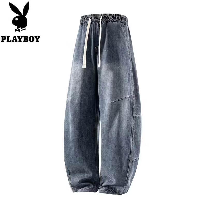 PLAYBOY Men's Loose Straight High Street Washed Jeans