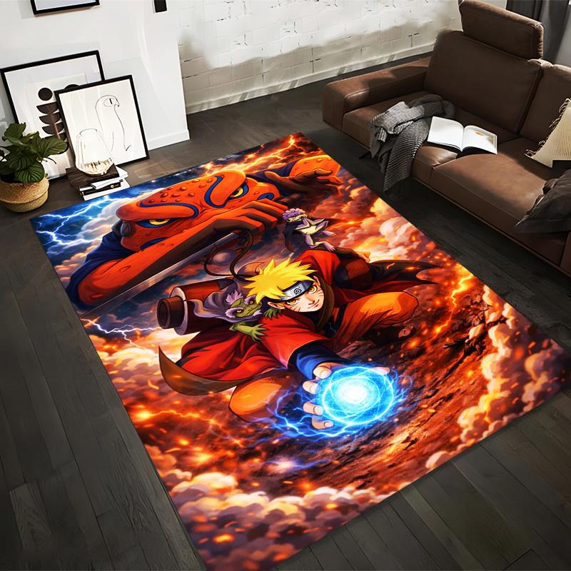 

Anime-Style Carpet with Ninja Character, Fire Background, and Frog Suitable for use as an anti-slip for living room bedroom sofas 40x60cm( 15x23in )