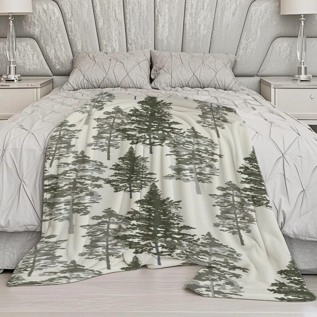 Tree Pattern Blanket Microfiber Flannel Cover Blanket Bedroom Living Room Sofa Soft And Comfortable Home Decoration