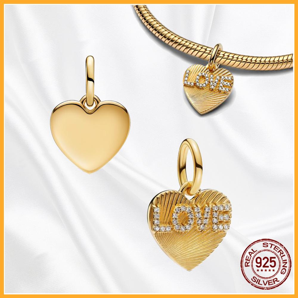 Authentic Fine Elegant Copper Dangle Charm Love Heart Sun and Moon Fits Genuine Bracelets Bead Pendants Jewellery