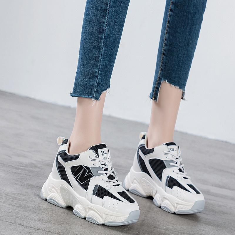 Dad Shoes New Autumn and Winter Thick-soled Inner Height Increase Sports Ins Tide Mesh Breathable Mesh Shoes