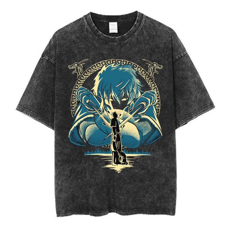 Retro Old Neutral Style Various Shark Printing Washed  New Arrival Mens Clothes Tee Shirt Homme Graphic T-Shirts Men 61452