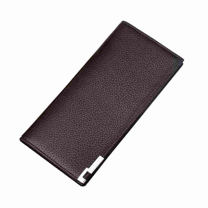 

Men Long Lychee Pattern Ultra Thin Soft Leather Wallet Multifunction Large Capacity Wallet Card Holder кавовий