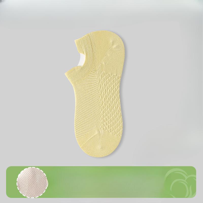 Boneless Women's Socks, Mesh Breathable Solid Color Boat Socks, Antibacterial and Deodorizing Combed Cotton Short Tube Anti-drop Heels Women's Socks
