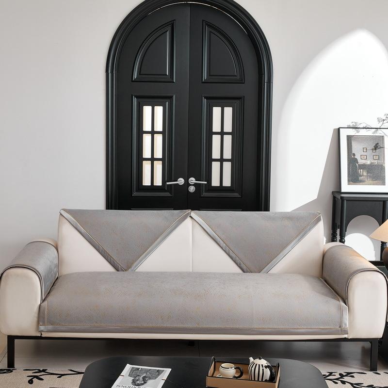 Light Luxury Style Sofa Cushion Modern High-end All-season Anti-slip Summer Chenille Seat Cushion Leather Cover Cover Cloth