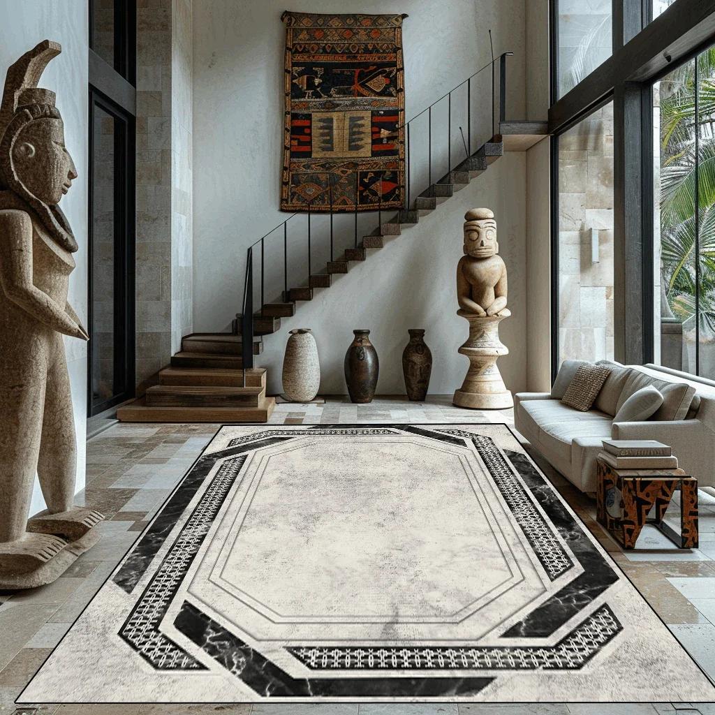 Luxury Marble Large Carpet For Living Room 200X300 Black Light Decoration Study Area Rug Washable Y2K Bedroom Home Mats Non-Slip