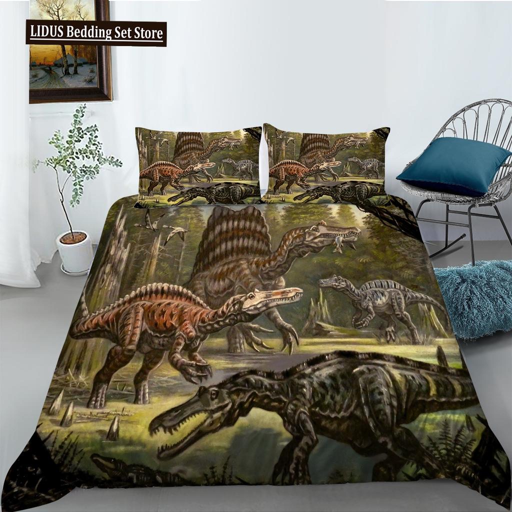3D Dinosaur Duvet Cover Set Queen Size For Boys Dinosaur Bedding Set T-Rex Dinosaur Comforter Cover Bed Set Home Decor For Teens