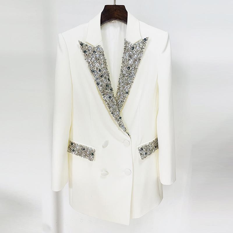 

High-End Slim Fit Suit Jacket with Heavy Beading and Rhinestone Inlay - Early Spring 2026 Collection. L
