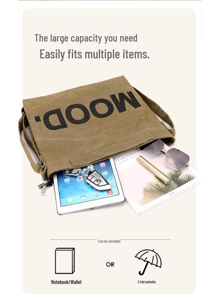 Retro Japanese Canvas Shoulder Bag - Durable, Versatile, Large Capacity, Unisex Design