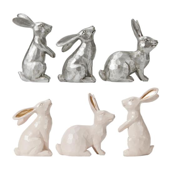 3 st påskharefigur Liten dekorativ kaninstatyett Vintage harts Kaninskulptur för Vår Hem Bordsdekoration