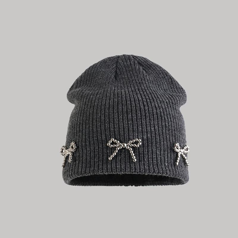 Women's Pullover Hats Korean Bow Simple Fashionable Versatile Knitted Hats Sweet Cool Y2K High Quality Pullover Hats For Girl