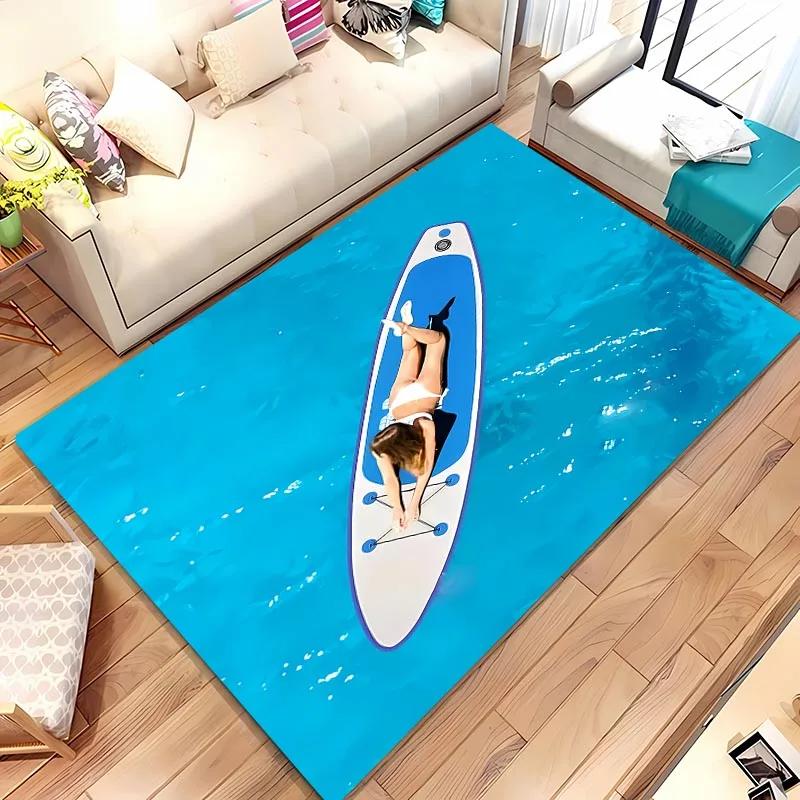 Surfboard Theme 3D Printing Large Area Carpet for Home Living Room Childrens Bedroom Mat Sofa Doormat  Floor Rug Anti-slip Decor