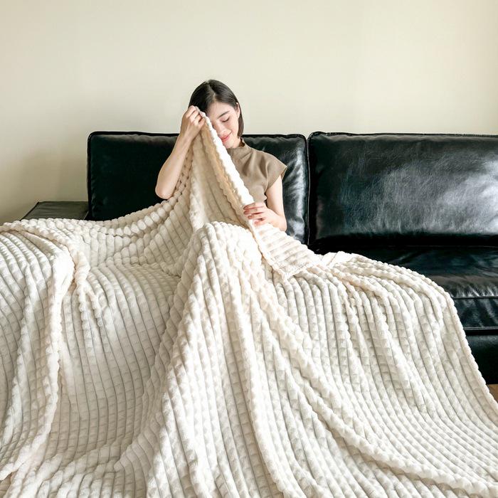 Autumn Winter Warm Striped Plaid Flannel Fleece Throw Blanket