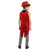 Kids Sequins Medieval Vest Victorian Tailcoat Lapel V Neck Front Zip Vest Solid Sequins Fedora Hat Circus Outfit