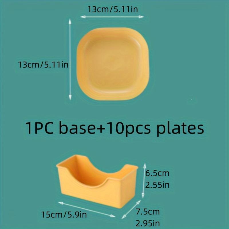 10 Plates + 1 Plate Storage Box Set Dining Table Garbage Plate/Spit Bone Plate/Household Bone Plate/Bone Plate/Creative Plastic Small Plate