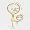 5Pcs Earrings Rhinestone Jewelry Suit Geometric Bracelet Chain Set Tassel Necklace Suit  Party