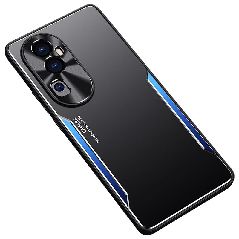 

For Oppo Reno10 Pro+ 5G Dustproof Mobile Phone Case Anti-Scratch Aluminium Alloy+TPU Smartphone Cover Blue