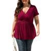 Letní dámské tričko Plus Size Tričko s výstřihem do V a krátkým rukávem
