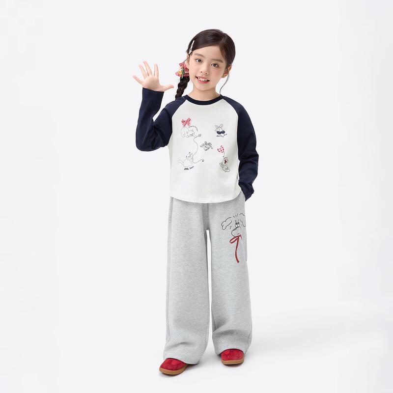 Girls' Cotton Long-Sleeve Print T-shirt