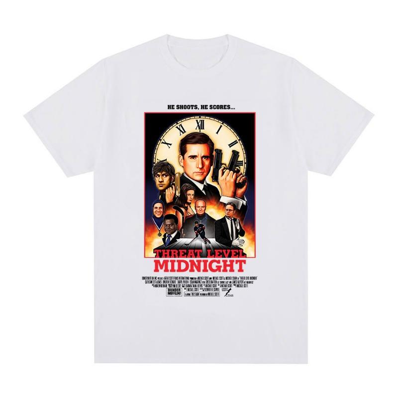 Threat Level Midnight Michael Scott Salute T-shirt TV Series Office Dwight Schrute Jim Halpert T-shirt Women's Cotton T-shirt