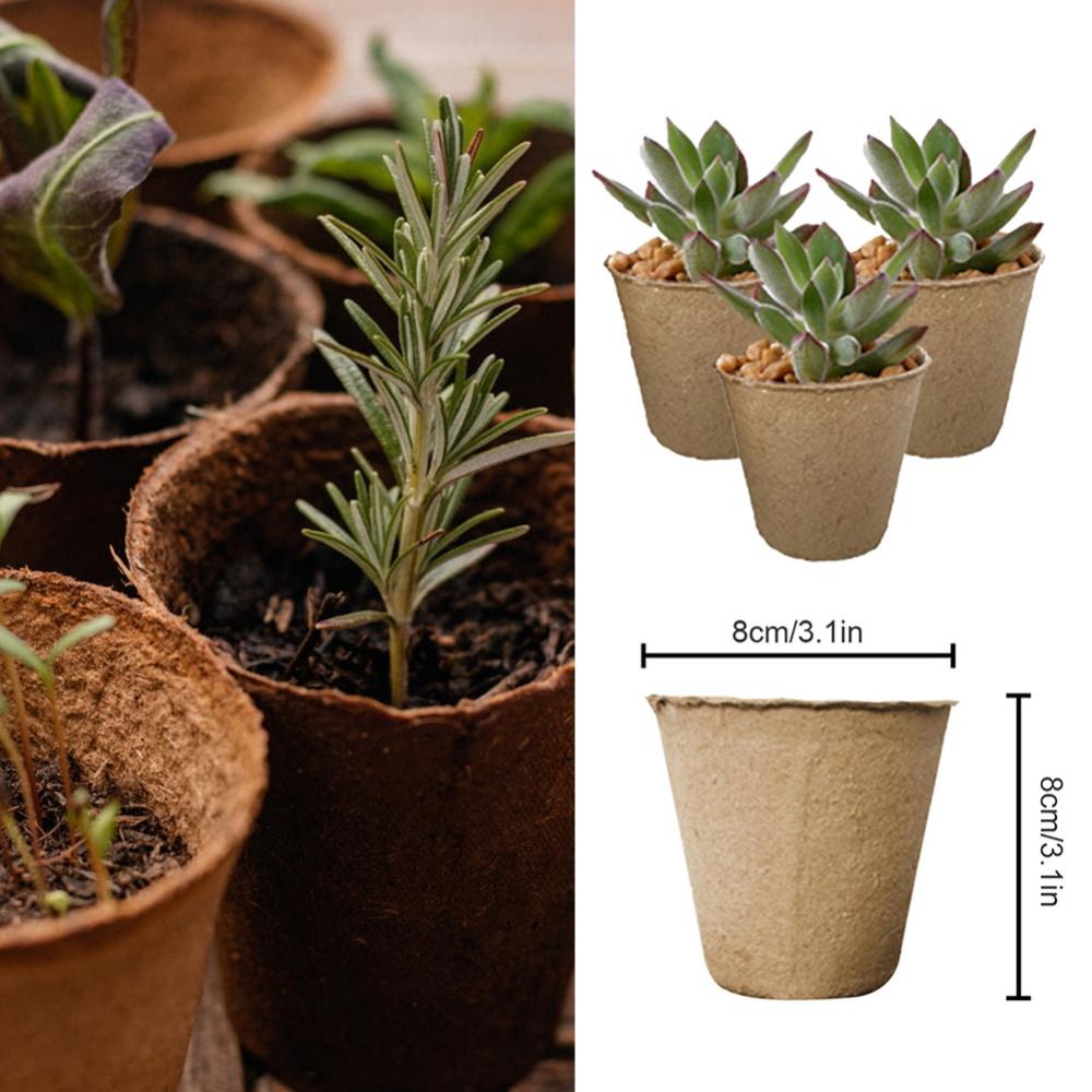 20/50Pcs 6cm Environmental Protection Garden Round Peat Pots Plant Seedling Starters Cups Nursery Herb Seed Tray Planting Tools