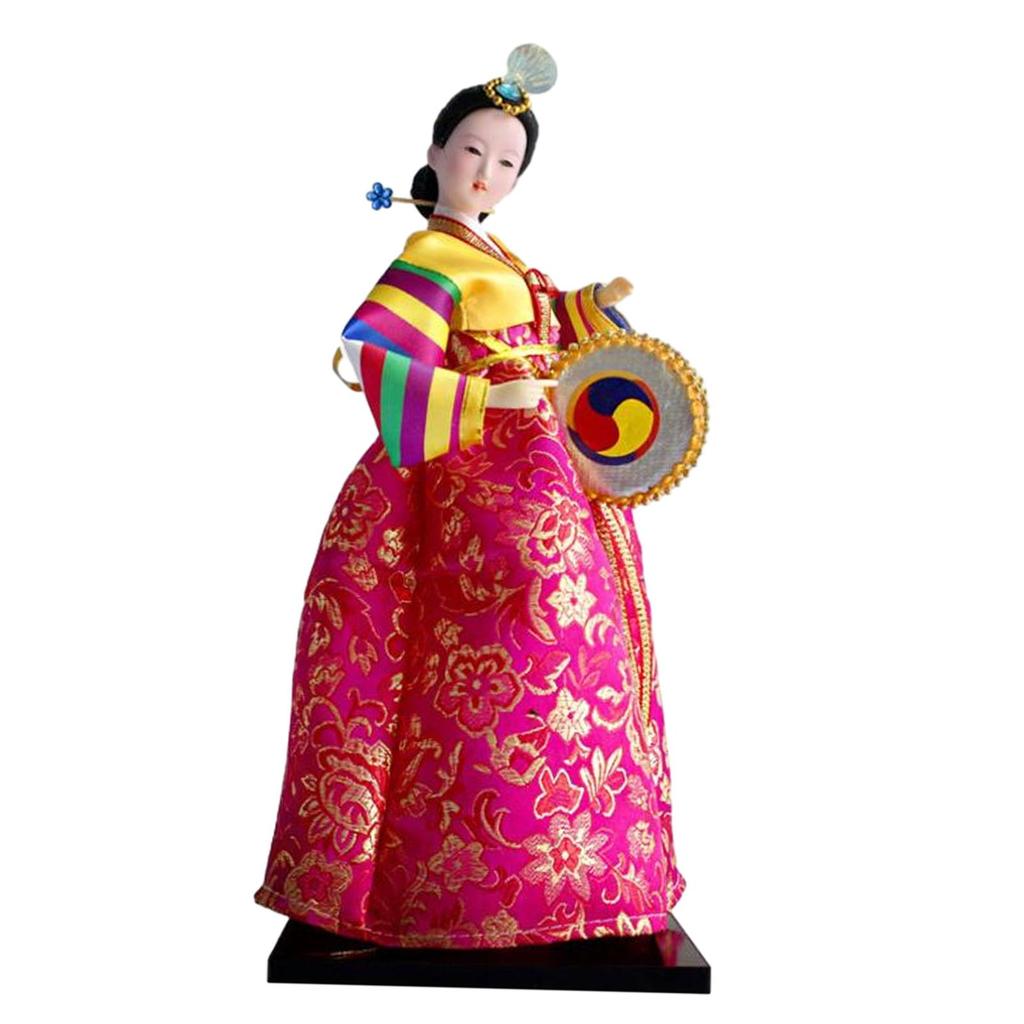 Hanbok Doll Mini Portable Korean Geisha Doll Traditional Handicraft for Birthday Presents Store Tabletop Household Bookshelf