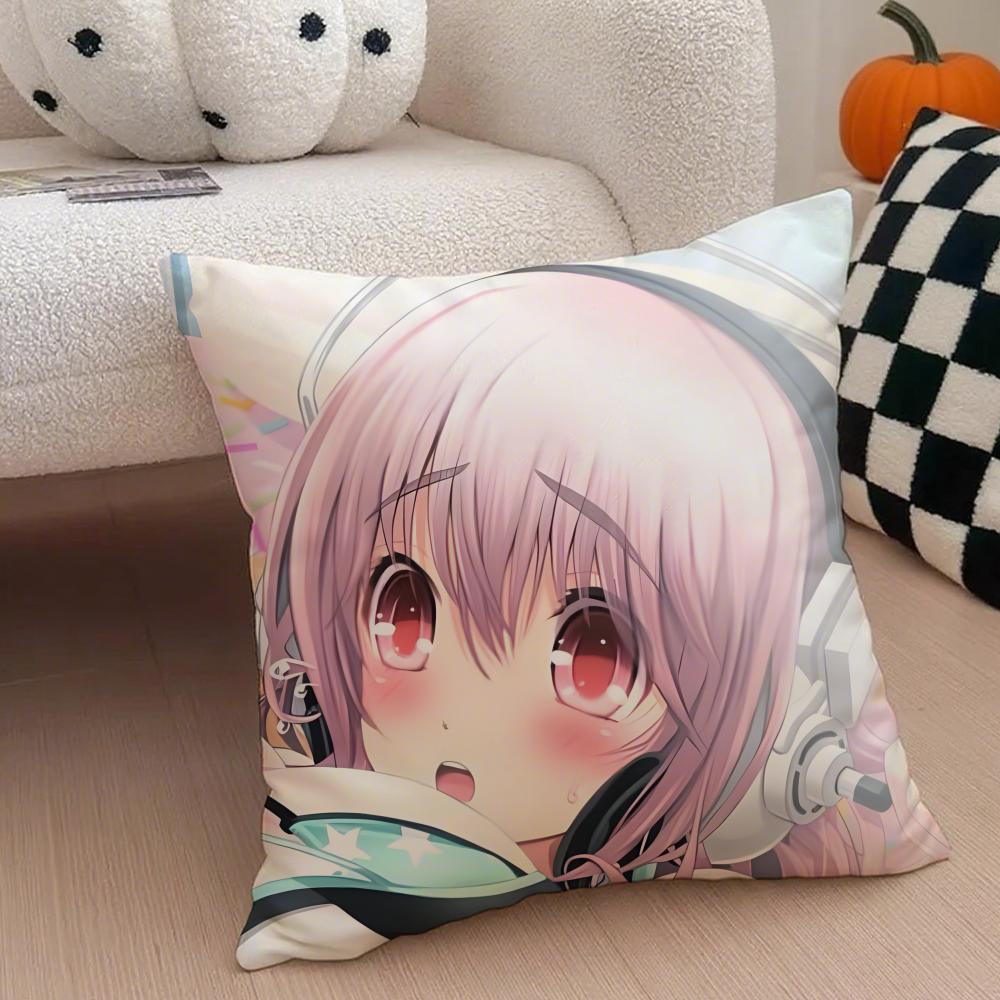 Cute Vibrant Japanese Idol SSuper Sonico Cushion Cover Throw Pillow Cover Hidden Button Durable Polyester Chair Cushion