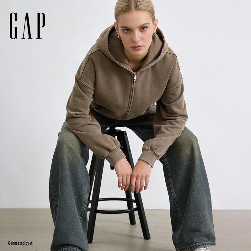 Gap Women's Logo Embroidered Washed Loose Hoodie