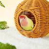 Maison Parrots Suspendue Ronde avec Texture Rotin Simulé Nid d'Oiseau Pour Oiseaux de Compagnie Hamac de Repos Rond Accessoires de Cage
