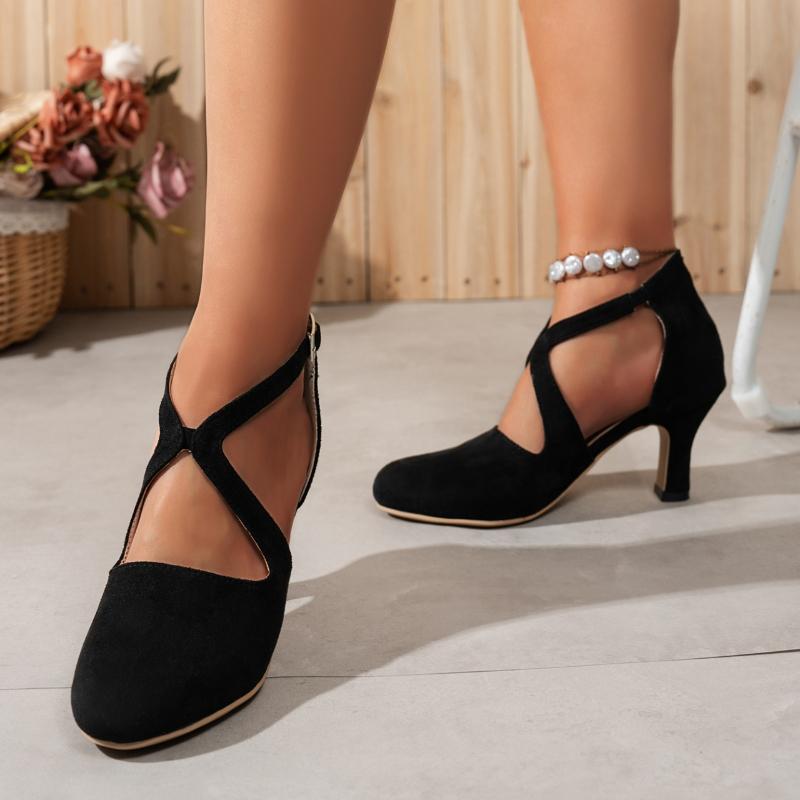 Fashion 2025  Summer New Pu Leather Elegant Middle Toe Mules Black Comfortable Wear-resistant Ladies Luxury Sandals   Sizes