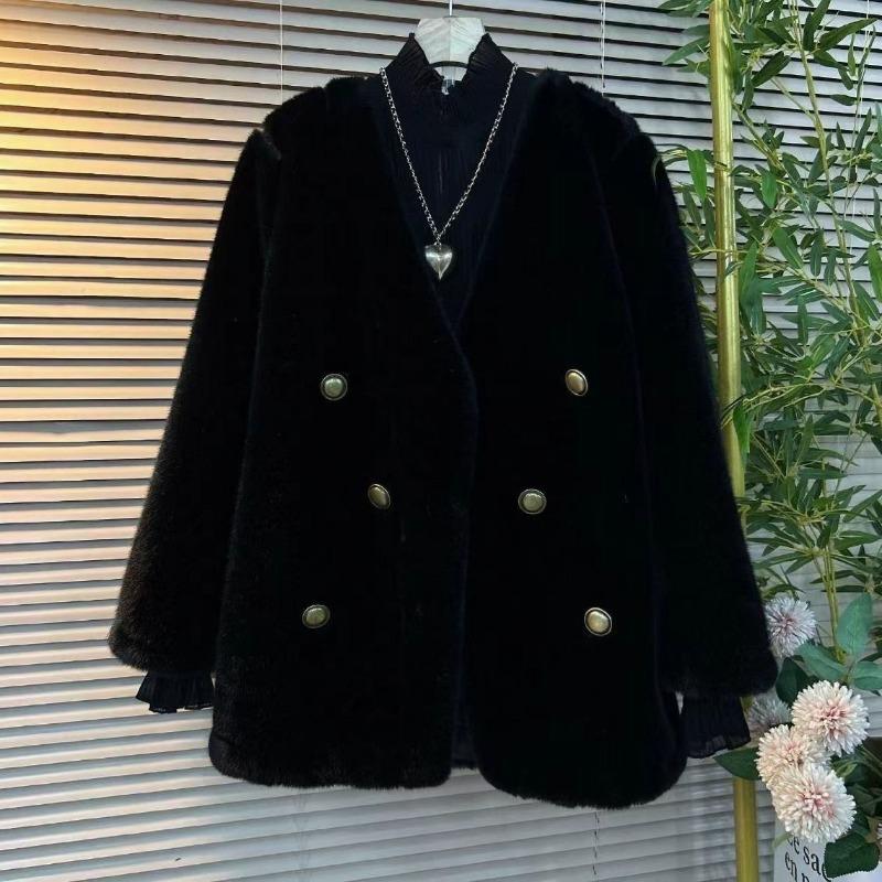 

Autumn and winter new fur integrated fur jacket women s fashion European mink hair cardigan top M95-60 kg Length 70