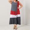 Women Summer Crew Neck Patchwork Sleeveless Tank Dress