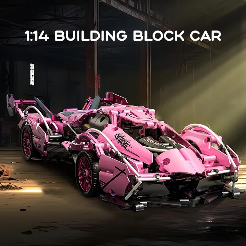 1:14  Technic V12 Pink Concept Super Race CarDesign Building Blocks Bricks Model Birthday Thanksgiving Gift for Girls Childrens