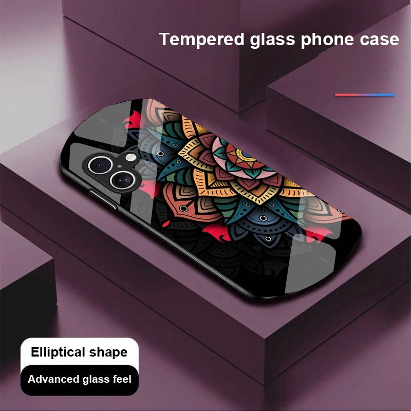 Luminous Black Lotus For Apple IPhone 16 11 13 15 14 Pro Max 12 Mini 7 8 Plus XR XS Elliptical Shaped Tempered Glass Phone Case
