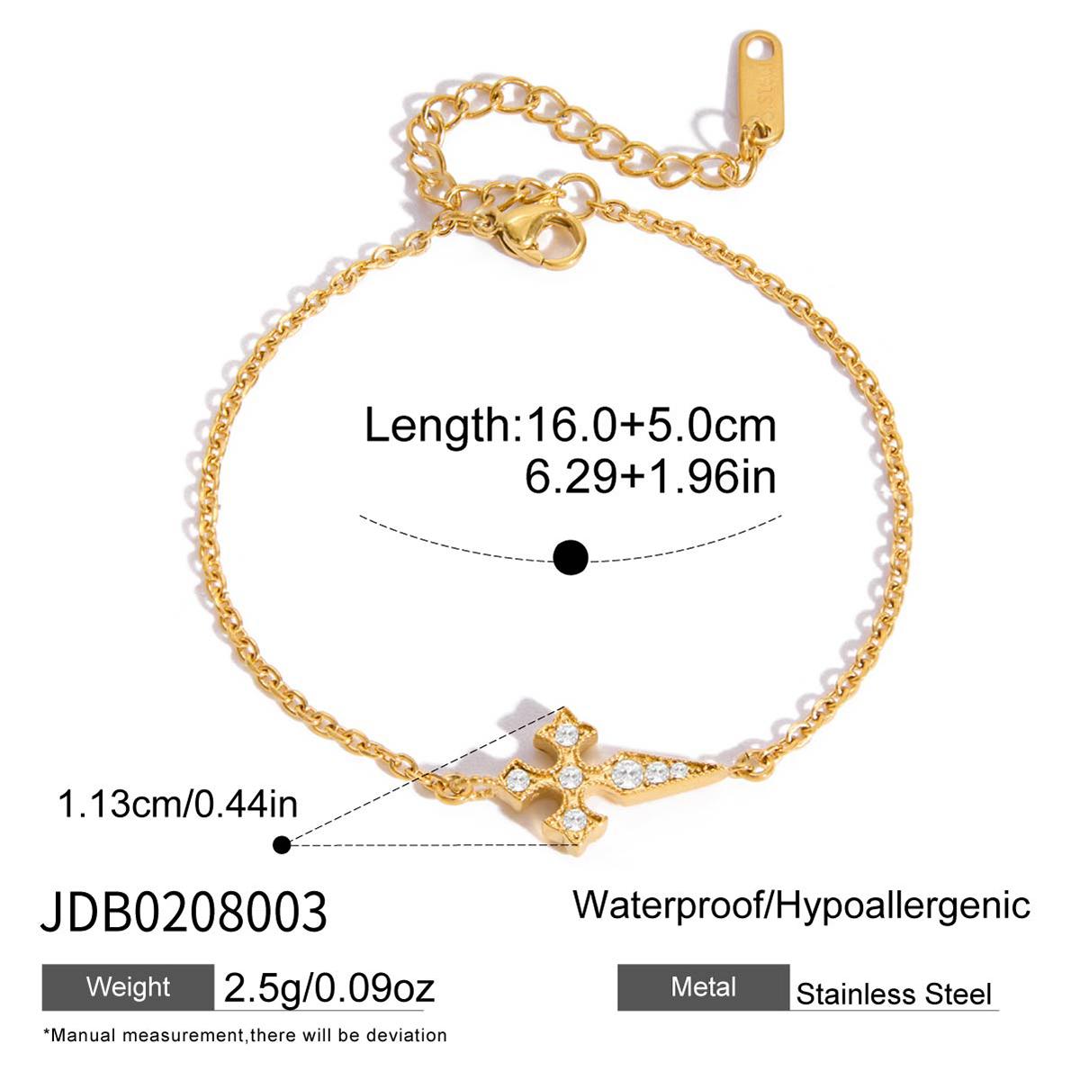 Youthway Classic Crystal Cross Bracelet For Women Minimalist  Gold Plated Stainless Steel Bracelet Fashion Jewelry Girls Gift