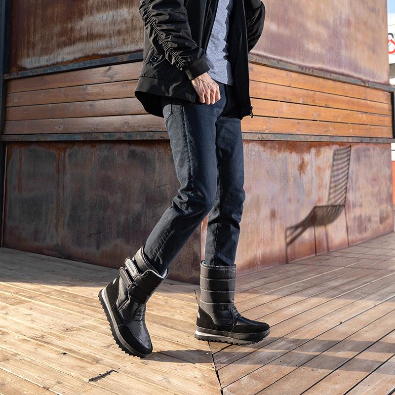 Men's Waterproof Mid-Tube Winter Snow Boots - Plush, Non-Slip, Lightweight, Warm
