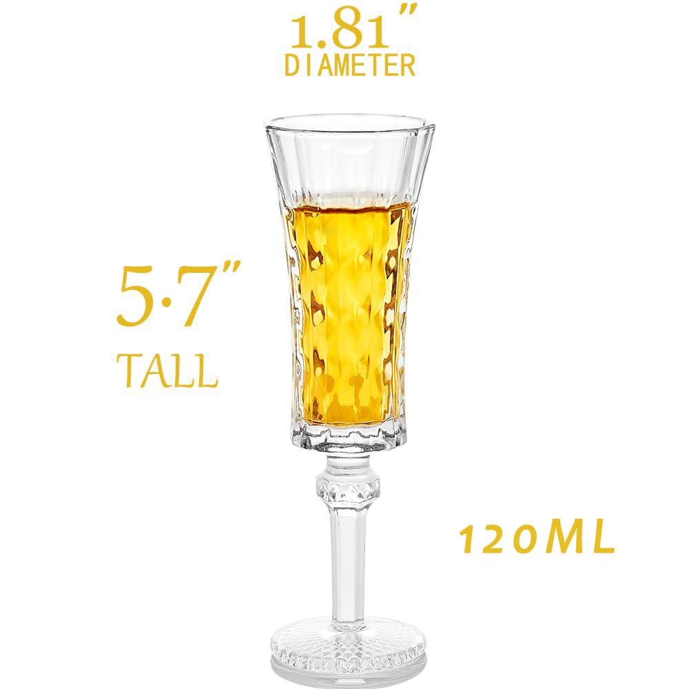 Set di 6 Bicchierini da Shot con Gambo da 120 ml - Bicchieri Durevoli per Liquori, Tequila, Distillati, Alcolici e Shot di Caffè Espresso - Perfetti per Bar