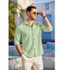 Men's Casual Button Down Shirts Long Sleeve Linen Shirt Fashion Textured Beach Summer Shirt