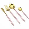 24pcs Gold Dinnerware Set Knife Fork Spoon Dinner Set Stainless Steel Tableware Set Gift Box Dishwasher Safe Cutlery Flatware
