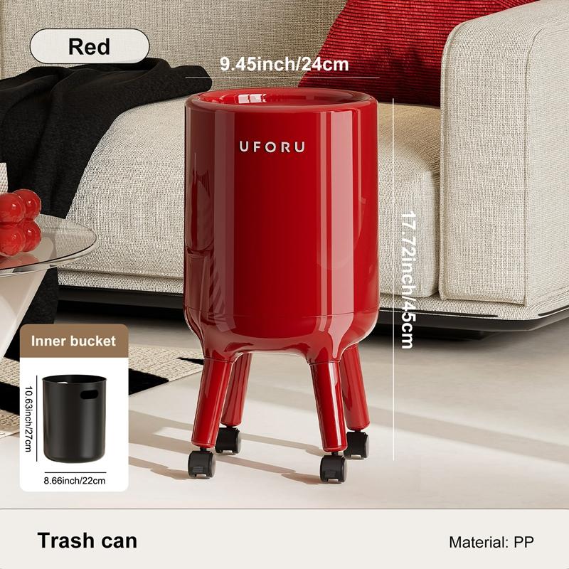 

Trash can, large-capacity lidded wastebasket, stylish design, perfect for home decor, kitchen trash can, bathroom wastebasket червоний
