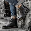 WAERTA Lederstiefel Herren High-Top Britische Retro Vintage Stiefel Plüsch Warme Stiefel Mode Casual Stiefel Winter Hochwertige Stiefel