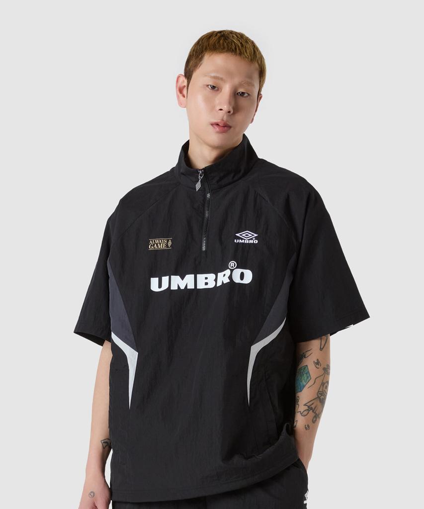 Umbro Hbl Bloke Short Sleeve Stand Neck Anorak Black (Uq223Cwt52) (A Type)