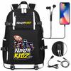 Print Kids Backpack with USB Charging Port, Teenagers School Bookbag, Lightweight Travel Daypack with Headphone Jack Anti-Theft Design