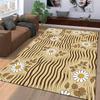 Floral Pattern Carpet with Daisy Design and Beige Background, Home Decor Suitable for use as an anti-slip for living room bedroom sofas