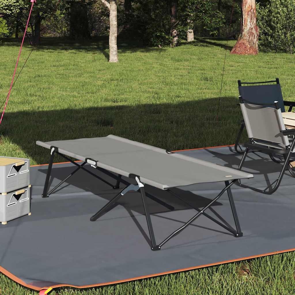 Folding Camping Bed Gray 206 X 76 X 74 Cm