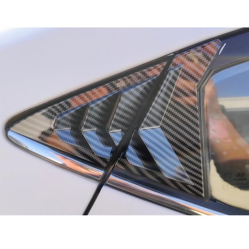 1 Pair Carbon Fiber Style ABS Car Rear Left & Right Side Vent Window Scoop Louver Cover Trim Fit for Hyundai Elantra 2011-2015