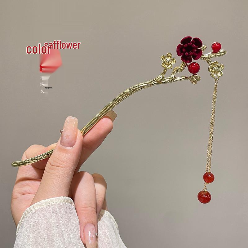 Ancient Chinese-Style Hanfu Hair Accessories: Elegant Updo Hairpins with Tassels for Women